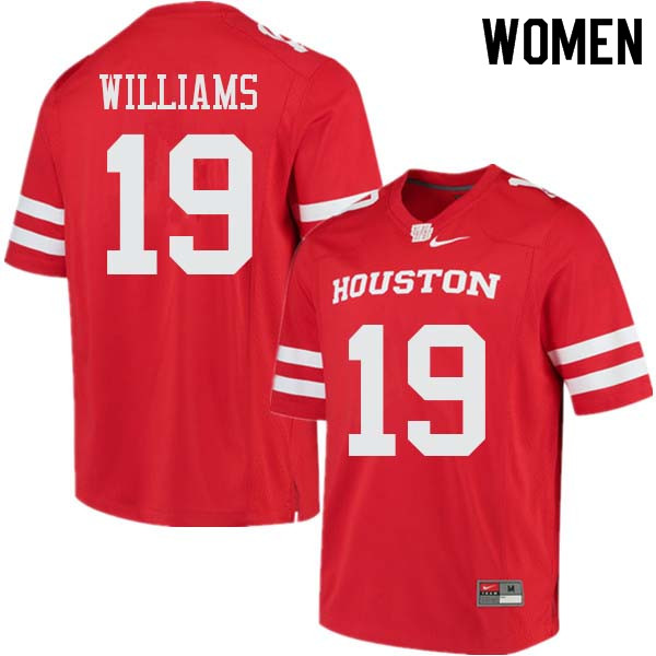Women #19 Julon Williams Houston Cougars College Football Jerseys Sale-Red
